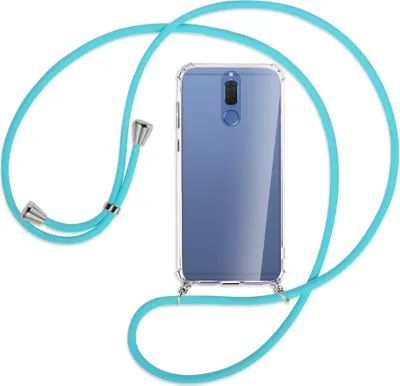 Produktbild von Handykette Backcover-Schutzhülle mit Band (Metall silberfarben) für Huawei Mate 10 Lite / G10 - türkis