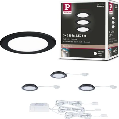 Image de Paulmann LED lampes à encastrer pour meubles, set de 3 pièces