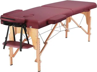 Produktbild von Inklapbare Massagestoel mit 2-Zonen Massagefunktion - Verstellbarer Kopfhalt und Armlehnen - Höhenverstellung bis 85,5 cm - Tragfähigkeit bis 250 kg - Bordeauxrot