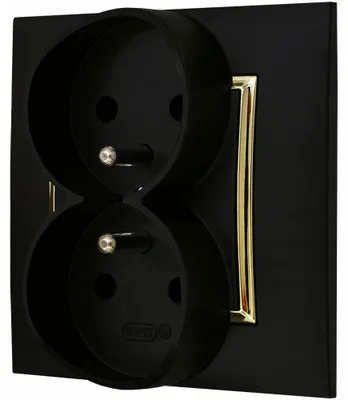 Produktbild von Ospel Aria Doppelsteckdose Schwarz Gold Unterputz