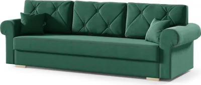 Produktbild von Komfortables 3-Sitzer Schlafsofa GLAMOUR mit Bettzeugablage und mit automatischer Klappvorrichtung, Stoff: Kronos 19, Besätze und knöpfe: Schwarz