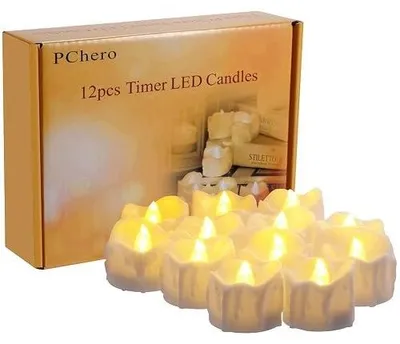 Zdjęcie produktu dla Świece LED z timerem tealight elektryczne migoczące 12 sztuk