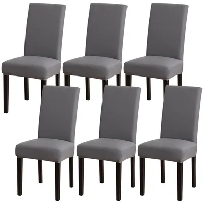 Produktbild von Stuhlhussen 6er Set Grau Stretch Waschbar Polyester für Hotel Bankett Restaurant Haus Party Hochzeit