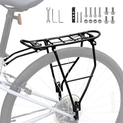 Productafbeelding van Achterdragers voor fietsen, touringmodel, maximale draagvermogen 25 kg, aluminiumlegering, verstelbare laadhoogte, geschikt voor fietsen met 26-29 inch (700C) wielen, mountainbikes en racefietsen.