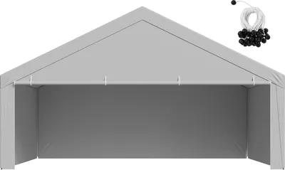 Immagine prodotto di SucceBuy tetto di ricambio per carport, 6x6 m, robusto telone con pareti laterali, resistente ai raggi UV e durevole, ideale per garage portatili o ricoveri per auto, grigio, senza telaio