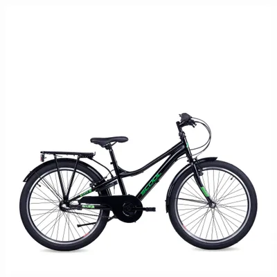 Immagine prodotto di Bicicletta per bambini da 24 pollici, 3 marce, bicicletta da ragazzo, S'COOL troX, dai 7 agli 11 anni, 130-145 cm, nero/verde neon