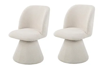 Produktbild von Hela Tische, 2er SET Esszimmerstuhl Sessel Bari - Bezug Webstoff Beige (), Rücken gebogen - 360° drehbar - gepolsterter KEGELFUSS (Metall)