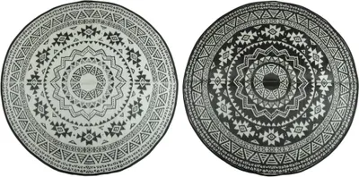 Image de Esschert Design Tapis d'extérieur 180 cm noir et blanc OC18