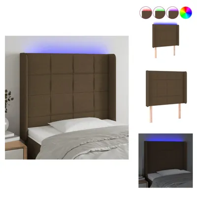 Produktbild von vidaXL LED Kopfteil Dunkelbraun 93x16x118/128 cm Stoff -  Kopf- & Fußenden