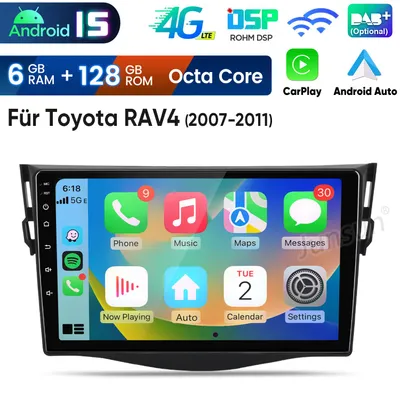 Immagine prodotto di Per Toyota RAV4 2007-2012: autoradio CarPlay/Android 15 da 9 pollici con navigatore GPS, Wi-Fi, 4G-LTE, Bluetooth, DAB+, SWC, USB, DSP, 6 GB + 128 GB, processore a 8 core