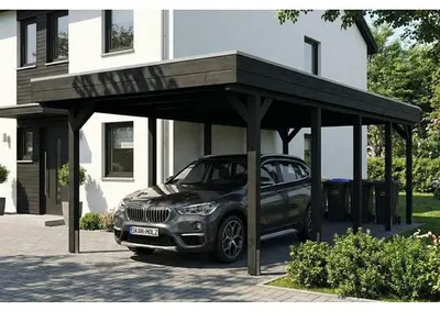Produktbild von Einzelcarport SKAN HOLZ Friesland inkl. Pfostenanker 320 x 708 cm anthrazit