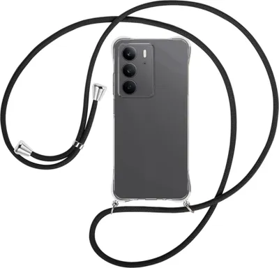 Produktbild von Handykette Backcover-Schutzhülle mit Band (Metall silberfarben) für Realme C75 4G - schwarz