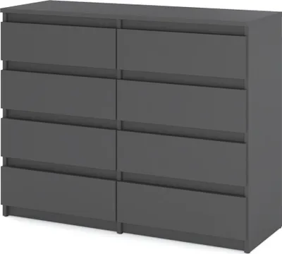Zdjęcie produktu dla Komoda 8 Szuflad 120Cm Do Salonu Sypialni Szara Mat Pojemna Szafka Rtv
