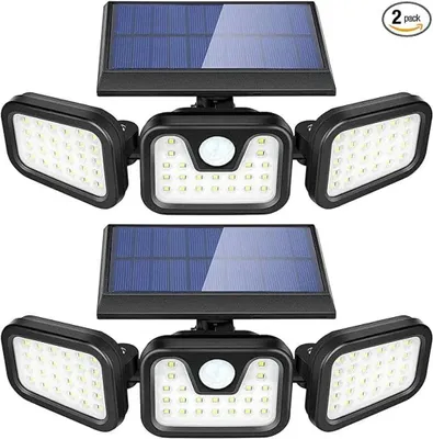 Produktbild von 2er LED Solar -Außenleuchten,Bewegungsmelder Solarstrahler,IP65 wasserdichtes,Solar Außenwandleuchten,360 Rotation Gartenleuchten