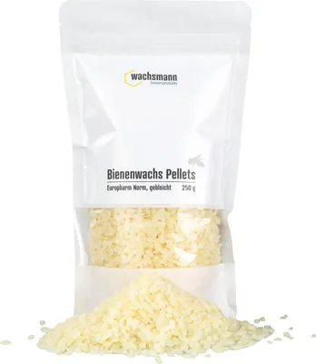 Produktbild von Bienenwachs Pastillen für Kosmetik, Kerzen, Bienenwachstücher - Medizinische Qualität, Ph. Eur. 8.0 Norm, 250 g, weiß gebleicht