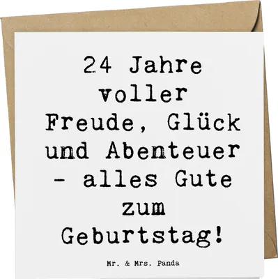 Produktbild von Mr. & Mrs. Panda Grußkarte Spruch 24. Geburtstag - Weiß - Geschenk, liebevoll gestaltet, Happy Birthday, Glückwunsch, doppelkarte, Geschenke, feiern, Freundschaft