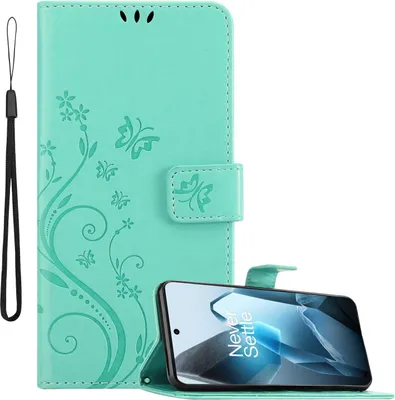 Immagine prodotto di Cadorabo cover per OnePlus 13 cover in FLORAL TURQUOISE cover protettiva con design floreale con chiusura magnetica, funzione stand e slot per carte Book Case Cover