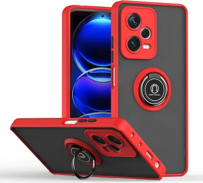 Image de Étui pour Xiaomi Redmi Note 12 Pro+ étui en TPU translucide mat avec support d'anneau et stand Rouge