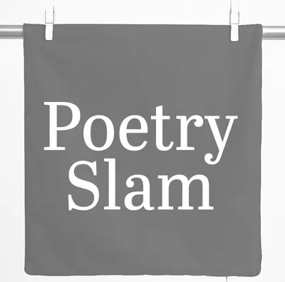 Produktbild von Huuraa Kissenbezug Poetry Slam Schriftzug 40x40cm Steel Grey Baumwolle Dekokissenbezug Geschenkidee