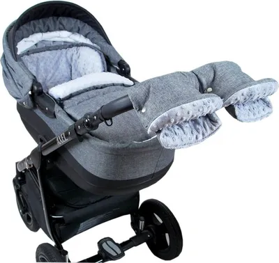 Produktbild von BABYLUX Fußsack 90cm MINKY Kinderwagen Buggy Babyschale Grau + Minky Grau + Handmuff