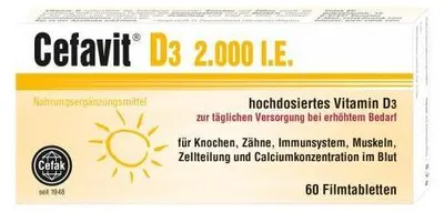 Zdjęcie produktu dla Cefavit D3 2000 j.m. tabletki powlekane 60 kapsułek