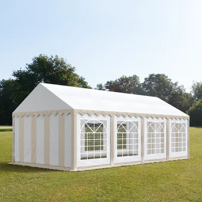Immagine prodotto di 5x10m tenda capannone, altezza 3,0m porta scorrevole, PVC 850, grigio, con statica (sottofondo in cemento)