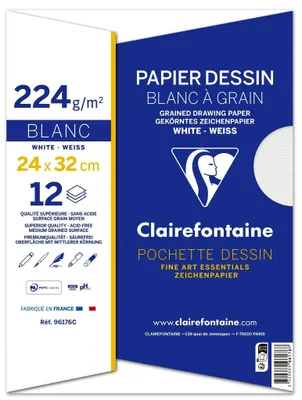 Image de Clairefontaine Zeichenpapier "Blanc … Grain", 240 x 320 mm