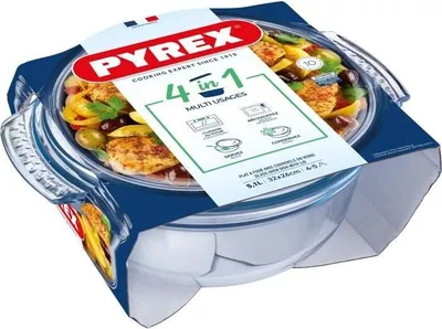 Produktbild von Cocotte, PYREX 1450074, Rund, Borosilikatglas, 5,1 Liter, Gefriergeeignet, Mikrowellengeeignet