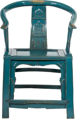 Produktbild von Fine Asianliving Chinesischer Esszimmerstuhl Holz Traditionell Blau B69xT69xH95cm