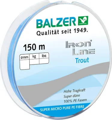 Produktbild von Balzer Iron Line Trout 150 m Spule geflochte Schnur blau 0,06 mm/ 4,1 kg