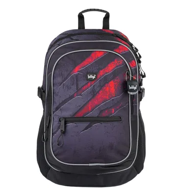 A backpack with a claw mark design.