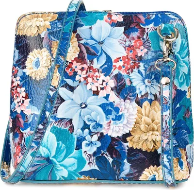 Productafbeelding van Vera Pelle dameshandtas, blauw, met bloemenprint