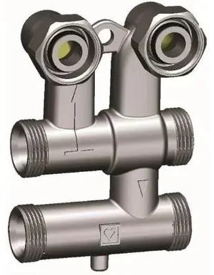 Produktbild von Herz Sockelleistenverteiler G3/4", für Ventil- und Kompaktheizkörper, Messing vernickelt, 1 Stk.