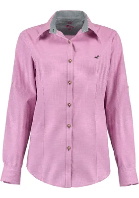 Produktbild von OS Trachten Damen Bluse Langarm Trachtenbluse mit Liegekragen Ututu, Größe:36, Farbe:dunkelrot