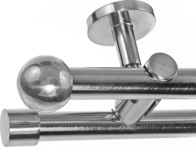 Produktbild von Edelstahl Look Gardinenstange Ø 20mm Deckenträger 2-läufig zweiläufig Deckenbefestigung Kugel D41 E33E30 RR