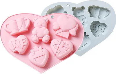 Obrázek produktu pro CANDeal 2 kusy silikonových forem ve tvaru medvěda a srdce pro výrobu valentýnských předmětů, silikonové formy pro DIY dorty, fondán, sušenky, cukrový pudink, čokoládu, cukrovinky, dezertní dekorace