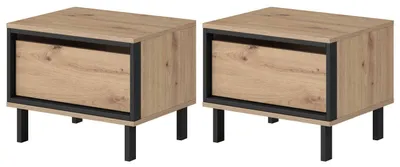 Produktbild von 2er-Set Nachtkonsole Nachtschrank Nest 51x40x40,5cm Eiche Artisan anthrazit