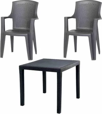 Produktbild von Eden+King SET 3-teilig anthrazit 2 x Stapelsessel, 1 x King Tisch 77 x 77