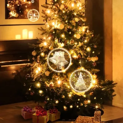 3D-LED-Hängelicht warmweiß, batteriebetrieben, 21 cm, für Fenster