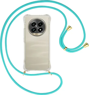 Produktbild von Handykette Backcover-Schutzhülle mit Band (Metall goldfarben) für Realme 13 Pro 5G - türkis