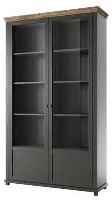 Immagine prodotto di Vetrina Elda in vetro 126x42x200cm verde/rovere Lefkas 2 ante