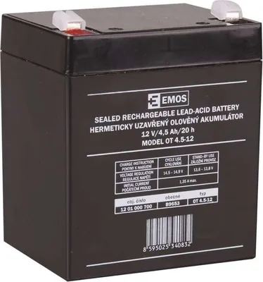 Image de Batterie AGM rechargeable 12V 4.5Ah faston 4.7 B9653 EMOS