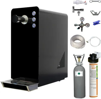 Produktbild von Tafelwasserzapfanlage Sprudelwassergerät BieTal® BT-15 SET schwarz mit Filter