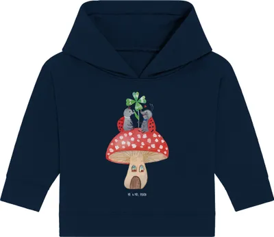 Produktbild von Mr. & Mrs. Panda Organic Baby Hoodie Marienkäfer Fliegenpilz 12. - 18. Monat - French Navy - Geschenk, Fleigenpilzhaus, Kapuzenshirt, Lustige Sprüche, Haus, Wohnung