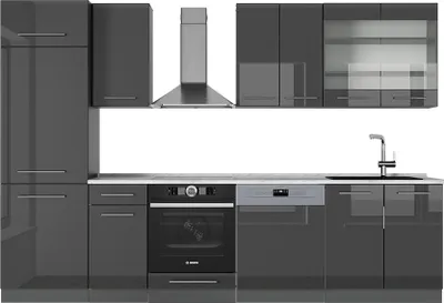 Immagine prodotto di Cucina componibile Vicco Fame-Line Antracite lucido 300 cm , PL Marmo, Model 56817