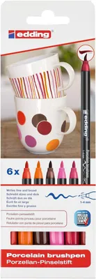 Produktbild von Edding - Brushpen 4200 Porzellan, warme Farben, sortiert, Karton mit 6 Stück