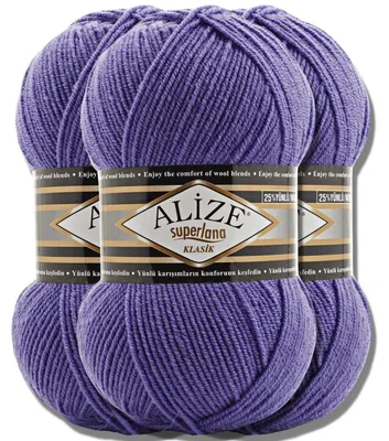 Immagine prodotto di Alize 3x 100g Superlana Klasik, filato unito, adatto per uncinetto e maglia (codice prodotto: 851)