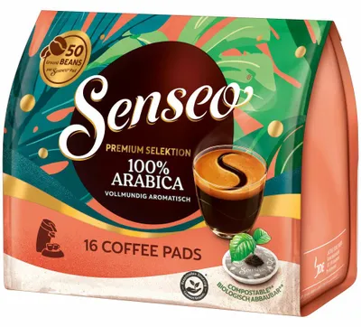 Immagine prodotto di Senseo Pads Premium Selektion 100% Arabica, Kaffeepads, gemahlener Röstkaffee, 16 Pads