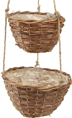 Produktbild von Hängekorb Holz Blumenampel 2er Set Ø20/26cm Natur