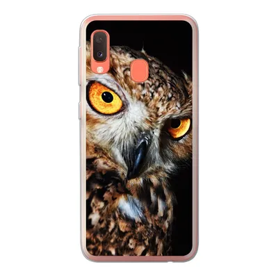 Obrázek produktu pro Kryt na mobilní telefon pro Samsung Galaxy A20e Sova - černá - žlutá Silikonové měkké pouzdro